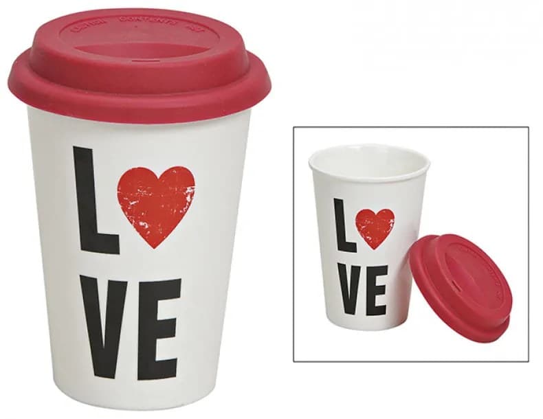Porcelánový hrnček na kávu so sebou, LOVE - odporúčanie od Chytrej dárek (9 €)