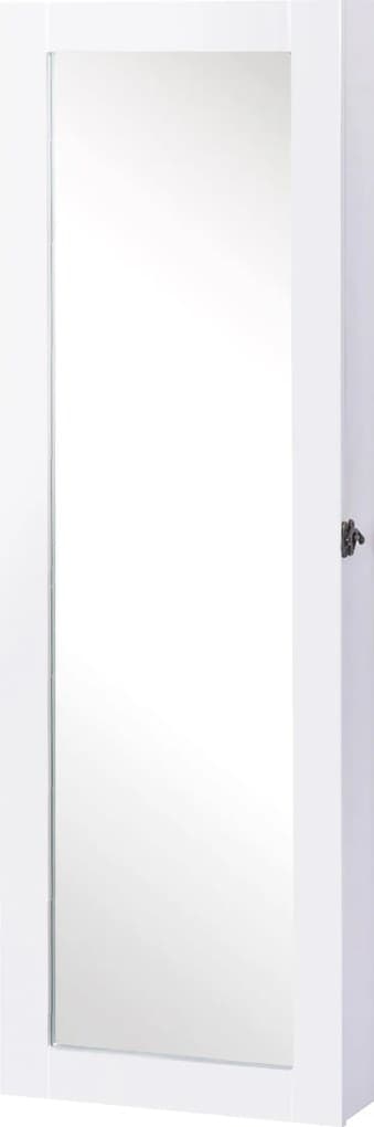HOMCOM Závesný organizátor šperkov s zrkadlom a háčikmi na náhrdelníky do spálne a obývačky 37x9.5x112 cm Biela | Aosom - odporúčanie od Chytrej dárek (102 €)